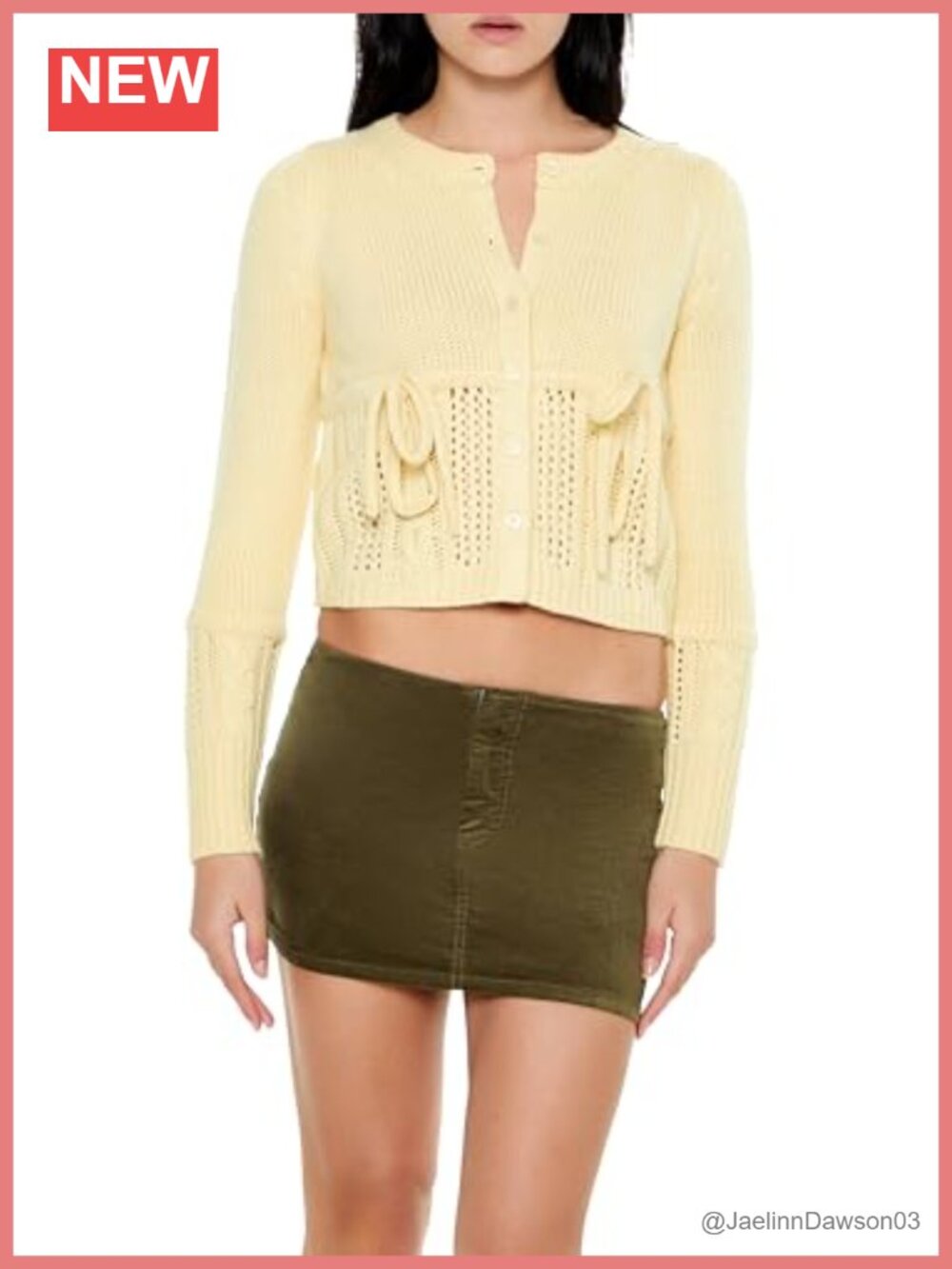 Forever 21 Tie-Front Cardigan Sweater Long Sleeve Open-Knit